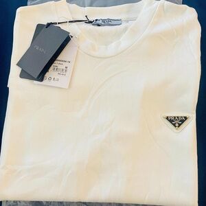 Prada Classic White Tee with Logo